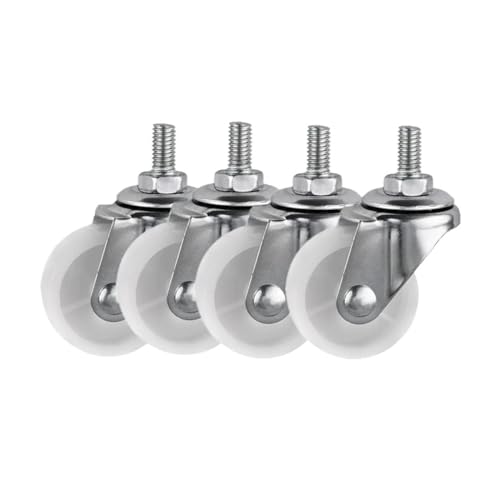 Roulettes pivotantes filetées en PP blanc 3 pouces pour chariot léger 4x