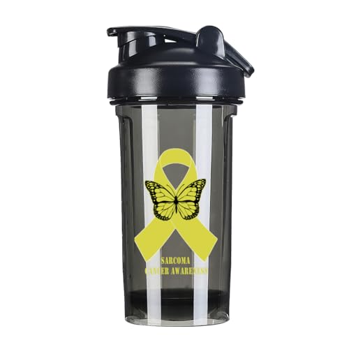 Sarcoma Cancer Awareness 18 Ounce Shaker Bottle Drink Mixer Leak-proof Pre Workout Protein Shakes Meal Replacement Shakes Bottles 500ML/18 Oz Black