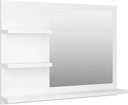 Miniatura 9 de Espejo de baño contemporáneo para tocador, dormitorio, decoración del hogar, tablero de aglomerado negro de 23.6 x 4.1 x 17.7 pulgadas.