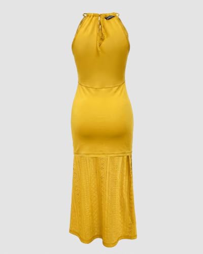 Image of CHICME Womens Summer Halter Ruched Bodycon Long Dresses