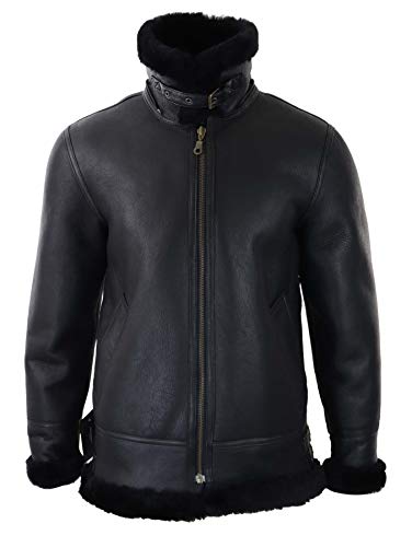 TruClothing Mens Real Leather Sherling Sheepskin Hood Jacket Vintage Aviator Flying Pilot3
