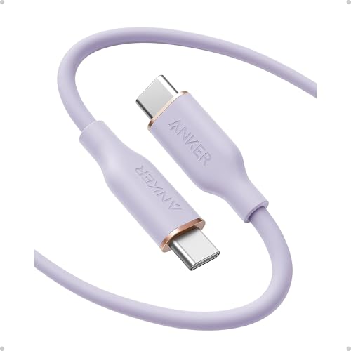 Image of Anker USB C Cable, Type C Fast Charging Flow Cord for iPhone 1716 /15 Series, MacBook Pro 2020, and More (USB 2.0,240W, 1 Pack, Purple, 6FT)