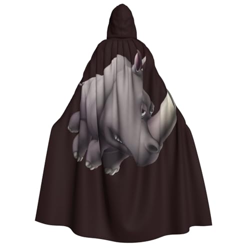 Cape de sorcière corbeau avec capuche et motif rhinocéros