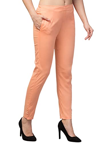 Image of Qute Women's Regular Fit Cotton Blend Casual Trousers (Pack of 1)