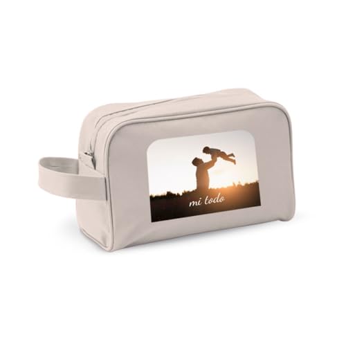 DEREGALOOS Neceser Personalizado con Nombre o Iniciales. Bolsa Multiusos Unisex en 6 Colores. Ideal para Viaje, Aseo, Colegio o Regalo Original para Hombre, Mujer, Niño y Niña (Blanco)
