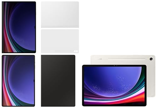 Image of Samsung Tab S9 Ultra, RAM 12 GB, ROM 512 GB, Wi-Fi + 5G Tablet, Beige with S9 Ultra Screen Protector & S9 Ultra Book Cover Keyboard, Black & S9 Ultra Privacy Screen, Black & S9 Ultra Book Cover, White