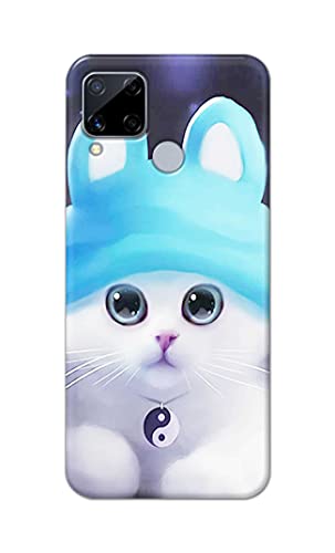 Image of Chinese Cutie Kitten Cat Big Eyes Lovely Girl Ears Hard Back Case Cover for Realme C15 / C12 / Narzo 20 / Narzo 30A / C25 / C25s Back Cover -(J5) VNS2221