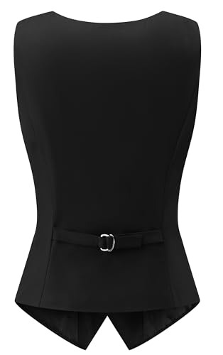 Foucome Double Breasted Waistcoat for Women - Dressy Lapel Collar Vest Top2