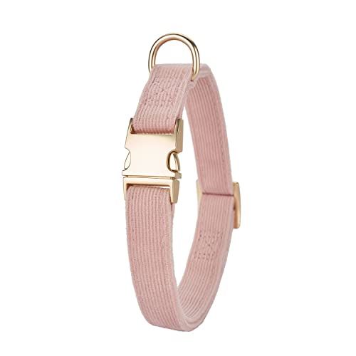 YUDOTE Ultraweiches Hundehalsband natürliche Baumwolle Cord für Kleine Hunde mit empfindlicher Haut,Staubiges Rosa