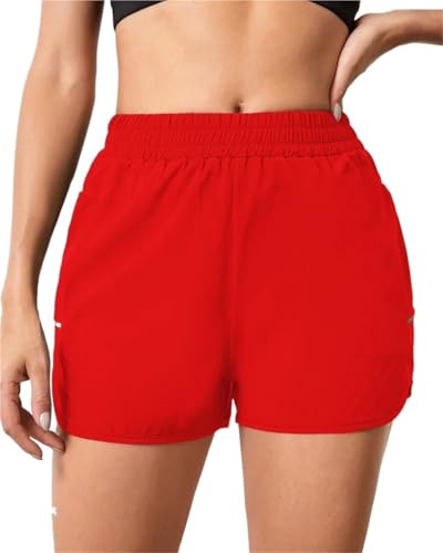 Yoga Pantalones Cortos Pantalones Cortos de Yoga Cintura Alta for Correr for Mujer, Entrenamiento atlético Secado rápido, Gimnasio, Fitness con Bolsillo for teléfono(Pink,XS(Old))