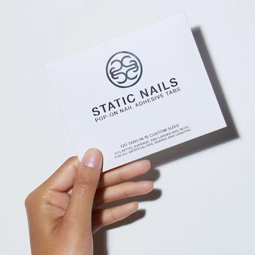 Static Nails Pop-On Adhesive Sticky Tabs (120 Count, 15 Custom Sizes) | Jelly Double Sided Press On Nail Glue Stickers for All Fake Nail Shapes & Lengths | No Glue Needed Adhesives for Press Ons
