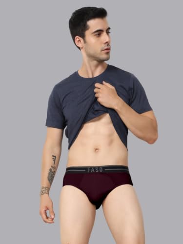 Image of FASO Men's Cotton Briefs | Ultra-Soft Durable Waistband | Modern Square Cut Fit | Tagless & Label-Free Comfort