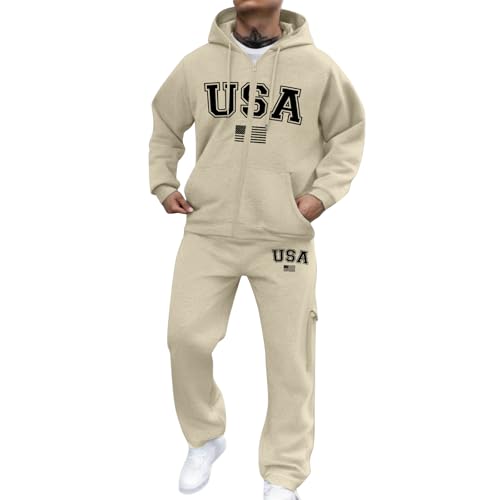 Men'S Casual Athletic Tracksuit Long Sleeve Sweatsuit Hoodies Jogging Track Suits 2 Piece Sets Outfits Sweat Suit