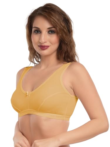 Image of Daisy DEE Women's Girls Cotton Easy Slip-On Bras Non-Padded Wirefree High Coverage Sleep Bra Comfortable Fit Everyday Sports Bra Home Bra NLRA
