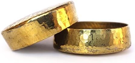 De Kulture Works Hand Made Pure Brass Candle Bowl Set Of 2-2.3X0.75 DH (Inches) (Gold)