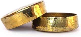 De Kulture Works Hand Made Pure Brass Candle Bowl Set Of 2-2.3X0.75 DH (Inches) (Gold)