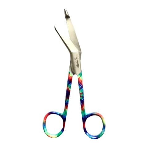 Stainless Steel Lister Bandage Scissors 5.5 inch Colored Pattern Student Utility First Aid Scissors (Rainbow Color Pattern) Cover