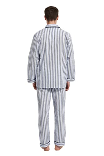 Image of GLOBAL Mens Pajamas Set, 100% Cotton Woven Drawstring Sleepwear Set with Top and Pants /Bottoms