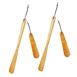 VICASKY 4 Stück Teiliges Holz Schuhlöffeln Ergonomisch und für Frauen Schmerzfreies Anziehen von Schuhen für Schwangere und Senioren Praktische Hilfe im Alltag