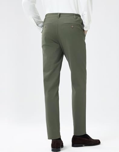 Crease Pants for Men Cotton Blend Stylish Casual Comfort Elastic Waist Regular Straight Fit2