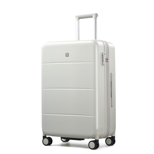 Hanke Expandable 24 Inch Luggage with Spinner Wheels, Hardside Medium Checked luggage, All-PC Hard Shell Suitcase, TSA Lock, Lightweight Checked-Medium (Smoke White, 76L)