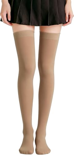MESU Women Thigh High Socks Over Knee Socks Long Knee High Stockings Brown