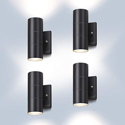 LMP Modern Outdoor Wall Light Porch Light Patio Light with Black Aluminum Finish for Decoration,Garage 4Packs Black