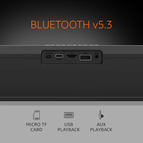 Image of amazon basics X20G 16W Bluetooth Soundbar with 2000mAh Battery | 2X Bass | Up to 7 hrs of Playback | RGB Lights | Bluetooth 5.3, Aux & USB Connectivity (Black)