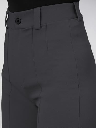 Image of Women's High Waist Formal Straight Fit Trousers Premium Stretch Office Pants Front Pleated Design Smart Workwear Bottom for Office, Casual & Business Wear