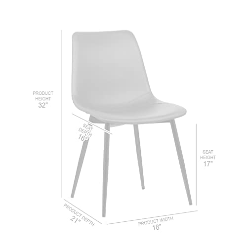 Armen Living Monte Contemporary Dining Chair In Faux Leather With Black Powder Coated Metal Legs, Height, Gray #TOP2