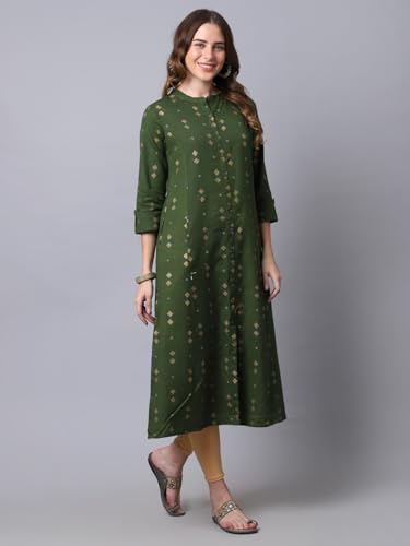 Image of Pistaa's Women's Cotton Relaxed Fit A Line Kurta