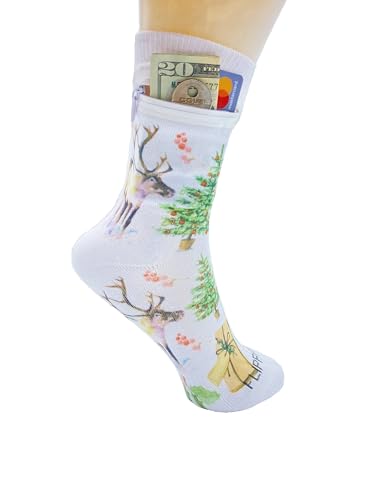 Image of Zipper Sock Wallet - Cotton & Polyester Zipper Socks with Pockets - Fits shoe size 6-13