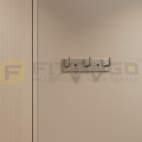 Image of Stainless Steel 3 Hook Cloth Hanger for Door /Dress Hanger Wall Mount /Bathroom Hooks for Hanging Clothes (Silver Matt) Pack of 3-| 3 Years Warranty |