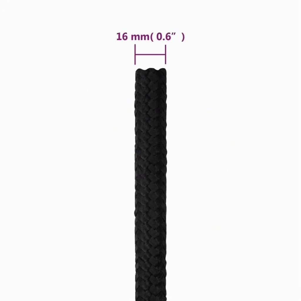 vidaXL Corde de Bateau Noir Complet 16 mm 50 m Polypropylène