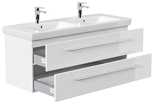Villeroy & Boch SUBWAY2-0-130CM000101DE Waschbecken mit Unterschrank, Holz, weiß hochglanz, 130 x 50 x 47 cm