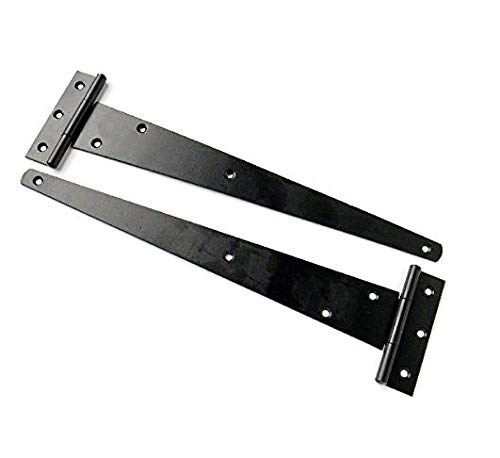 Golden Grace Strap Gate Tee Hinges in Black Finish, External Gate Hardware - 400mm 16", Pack of 2