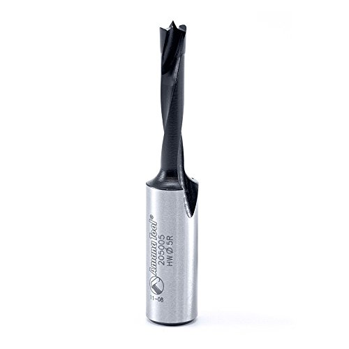 Amana Tool - 205005 Carbide Tipped Brad Pt. Boring Bit R/H 5mm Dia x 57mm Long x 10mm Sh