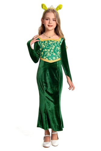 Disfraz Princesa Niñas Vestido Verde Manga Larga