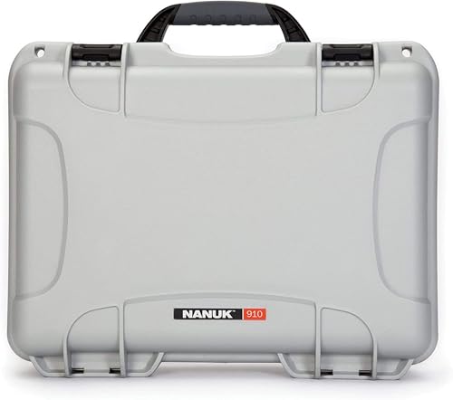 Image of NANUK 910 Waterproof Hard Case with Foam - 14.3 inch x 11.1 inch x 4.7 inch, Protective Case for Camera, Electronics & Gear - Impact-Resistant, Dustproof, Airline Carry-On Approved - Made in Canada, Silver