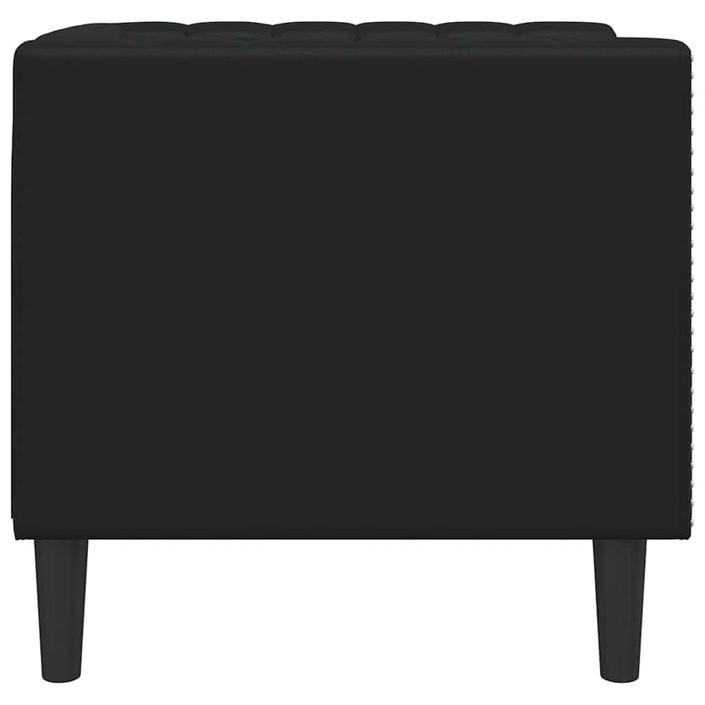 Fauteuil Chesterfield noir en cuir synthétique avec rembourrage, fauteuil de salon classique avec boutonnage, pieds stables, siège confortable pour salon, chambre d'amis, détente et style