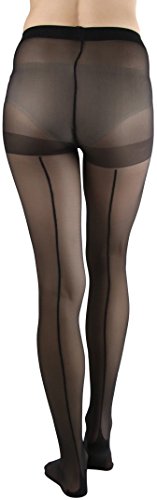 Image of ToBeInStyle Women's Classic Cuban Heel Contrast Backseam Sheers Pantyhose