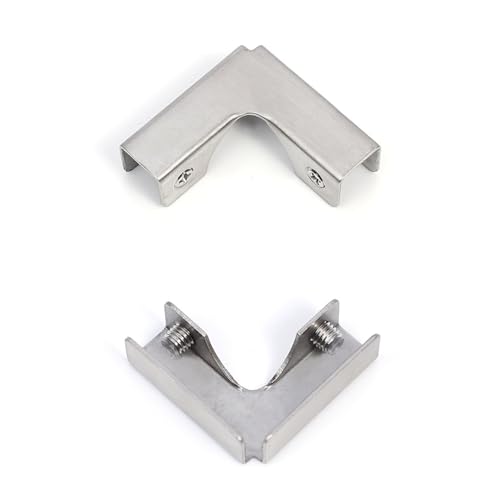 heyous 2PCS L-Shape Stainless Steel Glass Clamps 3-6MM Fish Tank Tile Reinforcement Corner Guard Glass Connector For Fixing Display Cabinet Glass Shelf Assembly Display Cabinet Fish Tank Aquarium