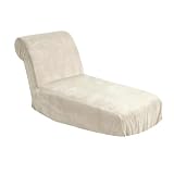 Generic Fodera per Chaise Lounge Fodera Protettiva in Morbido Velluto Ad Alta elasticità per Chaise Longue Senza Braccioli 1 Confezione (Bianco Latteo)