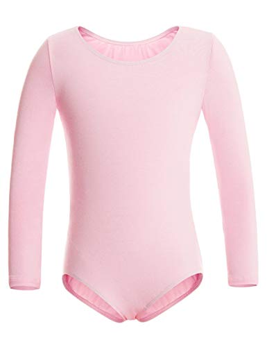 Magic Town Long Sleeve Toddler Gymnastics Leotards, Ballet Dance Leotard Gymnastics for girls (6-8,Pink)