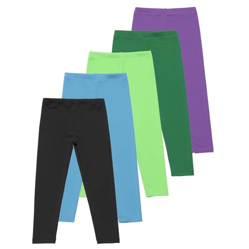 5 Pack Girls Leggings Teens Stretchy Dance Yoga Pants Kids Full Length Pull On Daily Ballet Tights