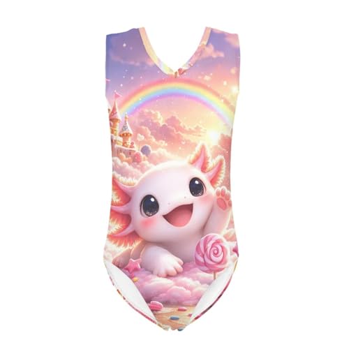 Image of Girls Cartoon Pattern One-Piece Swimsuits Sport Racer Swimwear Beach Bathing Suit, Size 5-14