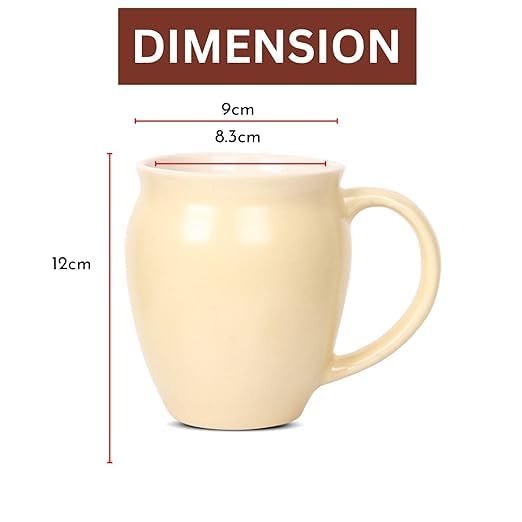 Image of QIMACPLUS Premium Ceramic Coffee Tea Cups Mugs Best Gift for Family Cream Colour (400 ML, Microwave Safe, Dishwasher Safe) (Pack of 1)