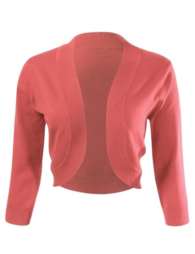 Image of Allsense Women's 3 /4 Sleeve Bolero Shrug for Dresses | Open Front Cropped Cardigan, Lightweight Knit Dress Cover Up
