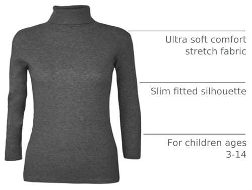 Image of Loxdonz Girls Long Sleeve Turtleneck Tee Shirt Kids Casual High Neck Tops T-Shirts | Youth Size 3-14