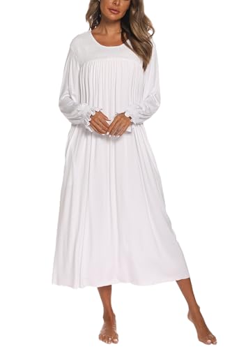 AVIIER Long Sleeve Nightgowns for Women Soft Cotton Victorian Night Gowns Ladies Sleepwear with Pockets2